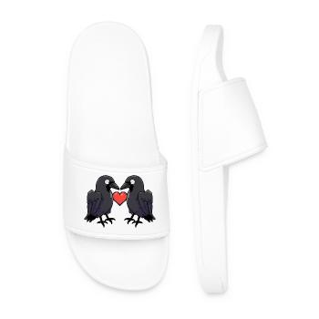 Corbeau Couple Crow e Saint-Valentin - Claquettes Homme - blanc - Devant