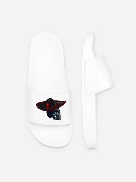 Black Charro Skull - Mexican Geometric Art - Men’s Pool Sliders - white