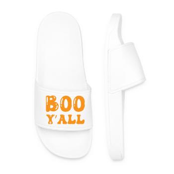 Boo Y'all Halloween T-shirt Design - Men’s Pool Sliders - white - Front