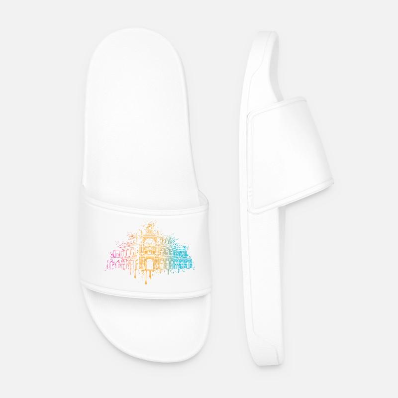 Bunte Semperoper Dresden Kunst - Men’s Pool Sliders - white