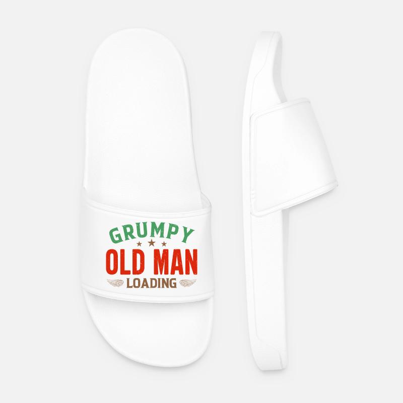 Grumpy Old Man Loading Shirt - Men’s Pool Sliders - white