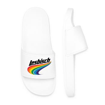 Lesbian Rainbow Pride LGBTQ CSD Love Is Love - Men’s Pool Sliders - white - Front