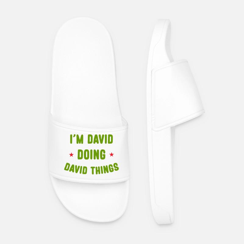 I am David Doing David Things Funny Quotes - Men’s Pool Sliders - white