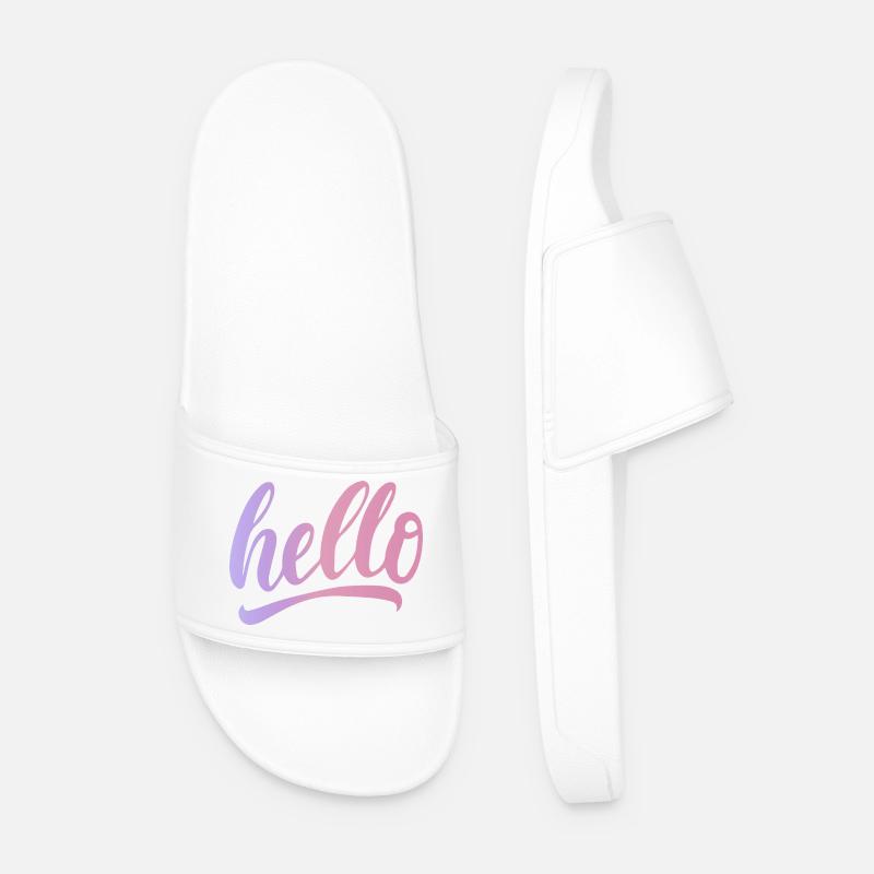 Hello greeting cheerful gradient writing - Men’s Pool Sliders - white