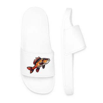 Perch Cartoon Fish - Men’s Pool Sliders - white - Front