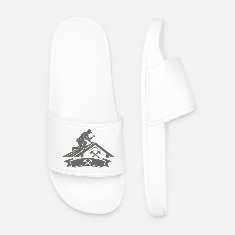 Dachdecker Dachbauer Logo - Männer Badelatschen - Weiß