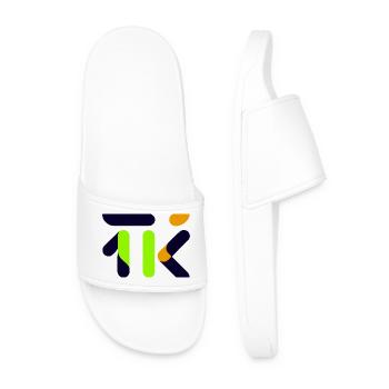 Neon Lime Abstract Glyph - Men’s Pool Sliders - white - Front