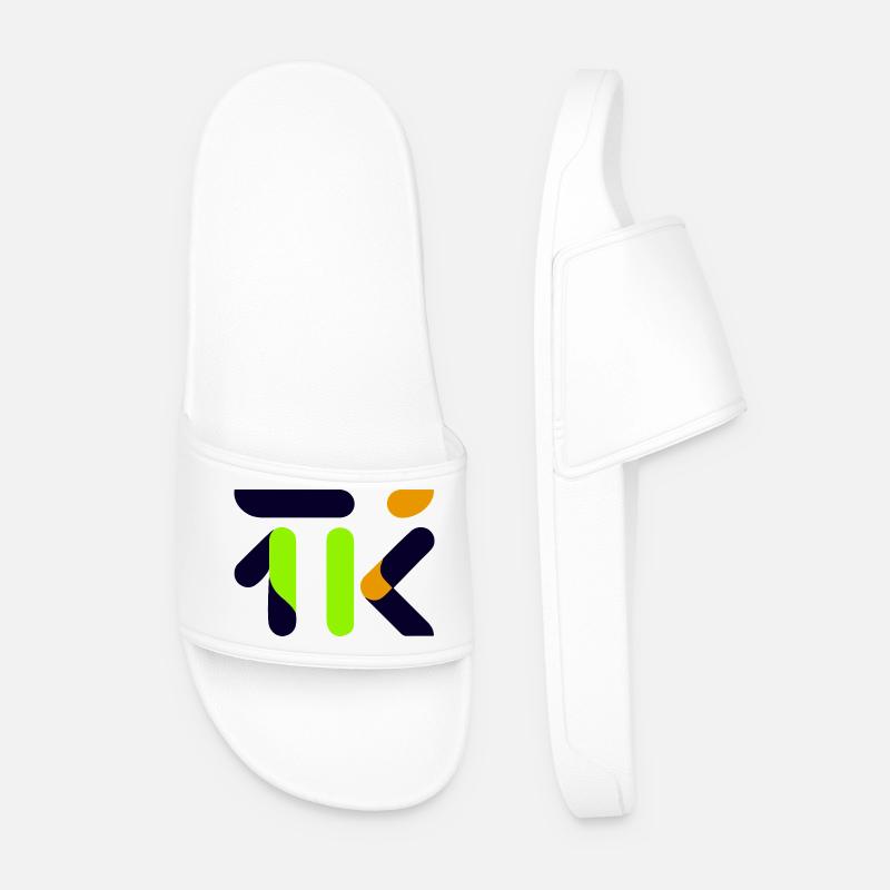 Neon Lime Abstract Glyph - Men’s Pool Sliders - white