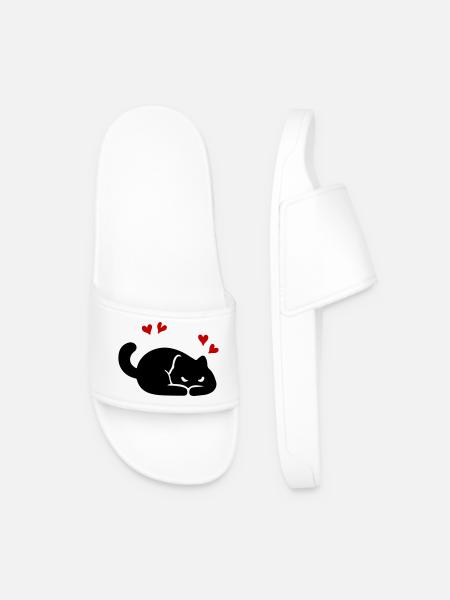 Katze Herz Liebe - Männer Badelatschen - Weiß