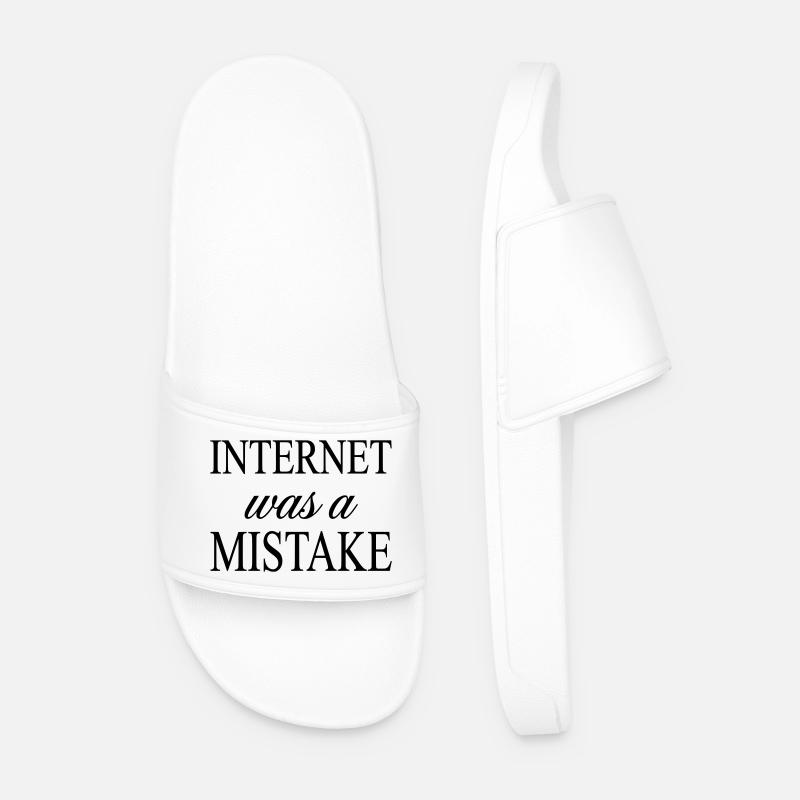 Internet was a Mistake - Sarcastic Statement - Men’s Pool Sliders - white