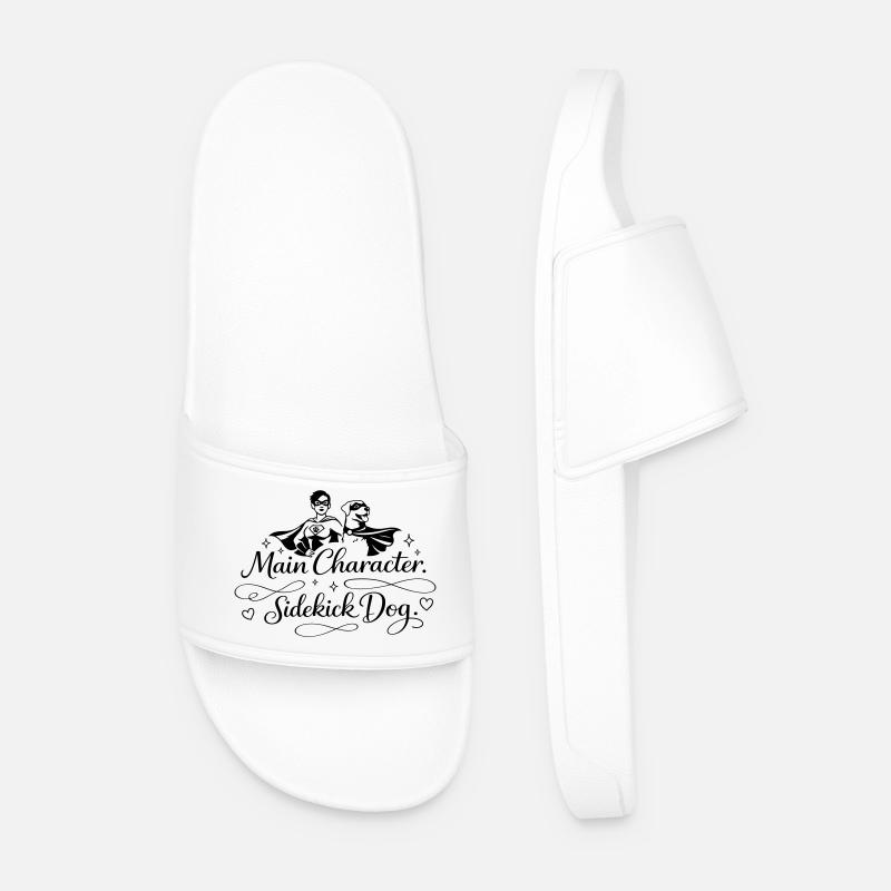 Main Character. Sidekick dog. - Men’s Pool Sliders - white