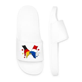 Germany Holland Flag Holding Hands - Men’s Pool Sliders - white - Front