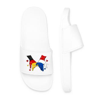Germany Holland Flag Holding Hands - Men’s Pool Sliders - white - Front