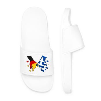 Germany Greece Flag Holding Hands - Men’s Pool Sliders - white - Front
