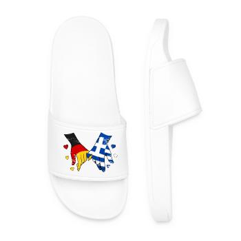 Deutschland Griechenland Flagge Händehalten - Männer Badelatschen - Weiß - Vorne
