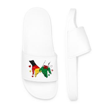 Deutschland_Wales_Flagge_Haendehalten_used - Männer Badelatschen - Weiß - Vorne