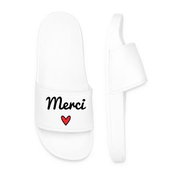 MERCI. THANKS. THANK YOU. ANNIVERSAIRE. NAISSANCE. - Claquettes Homme - blanc - Devant