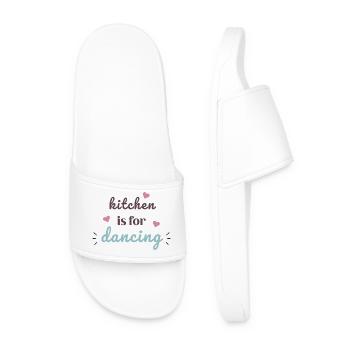 La cuisine est pour danser, design de citations culinaires mignonnes - Claquettes Homme - blanc - Devant