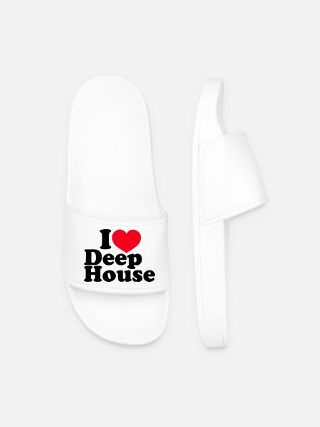 I Love Deep House - Men’s Pool Sliders - white