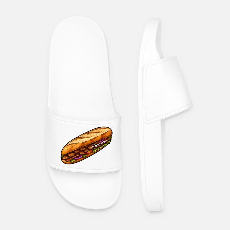 Baguette sandwich illustration - Men’s Pool Sliders - white
