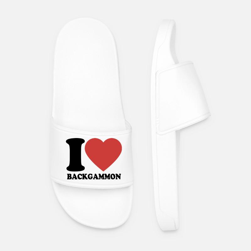 I love Backgammon | Board Game | Gift - Men’s Pool Sliders - white