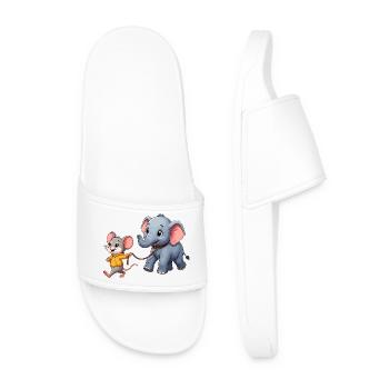 Mouse and Elephant Friendship Adventure - Men’s Pool Sliders - white - Front