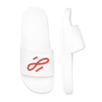 Red Brush Stroke Loop - Men’s Pool Sliders - white - Front