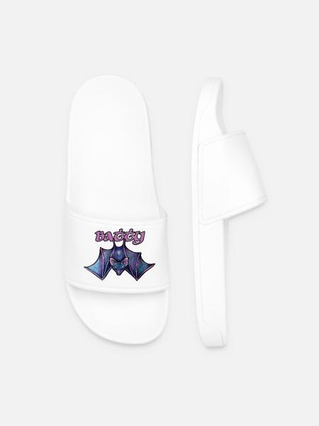 Batty Night Bat Illustration - Men’s Pool Sliders - white