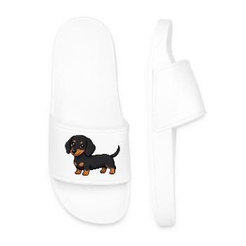 Cute Dachshund – Retro Pixel Art Dog - Men’s Pool Sliders - white - Front