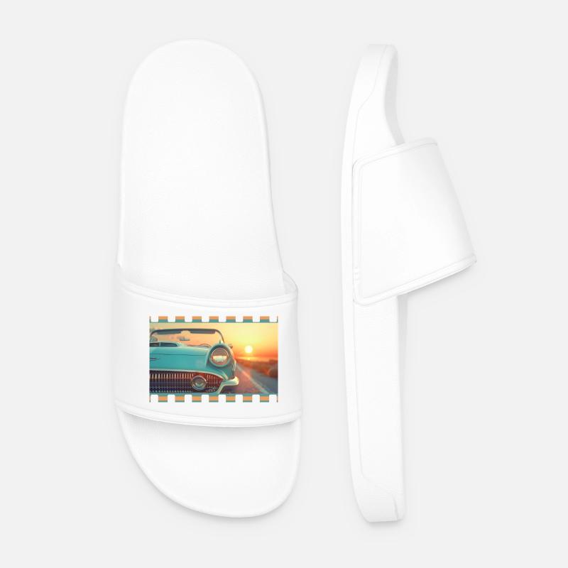Retro convertible in cinematic sunset - Men’s Pool Sliders - white