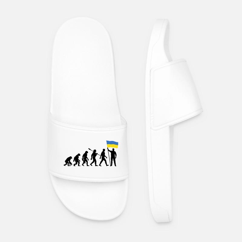 Ukraine - Evolution - Drapeau - Nation - Claquettes Homme - blanc