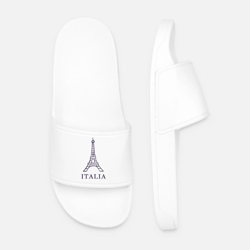 Italy Eiffel Tower design - Men’s Pool Sliders - white