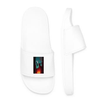 Creepy Comic robot spaceship Alien on a strange - Men’s Pool Sliders - white - Front