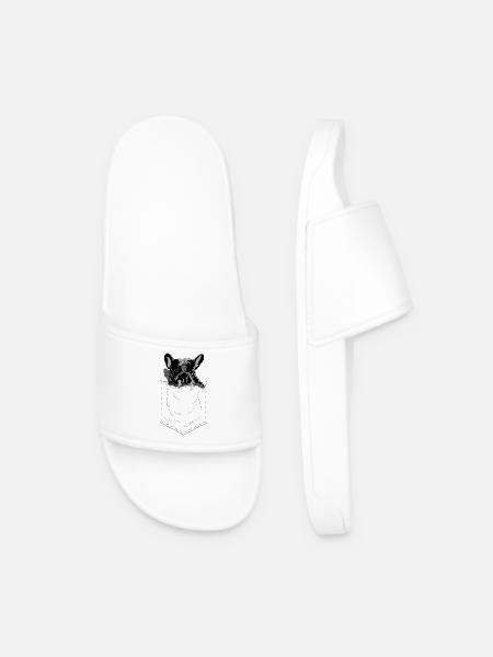 Frenchie Pocket Design Pop Art Style - Men’s Pool Sliders - white