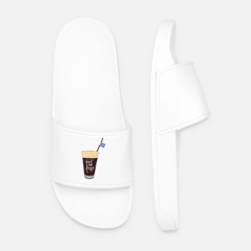 BUT FIRST FREDDO - Männer Badelatschen - Weiß