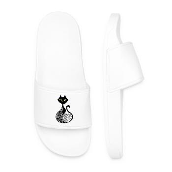 behind every strong woman is her cat - Men’s Pool Sliders - white - Front