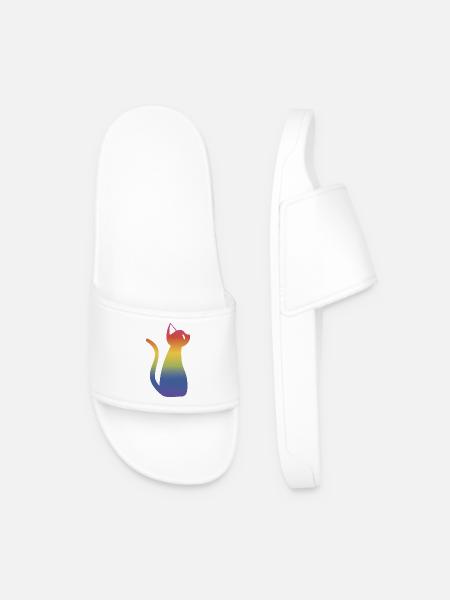Regenbogen Katze - Männer Badelatschen - Weiß