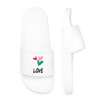 VALENTINE'S DAY. Bachelorette party. I LOVE YOU. I LOVE YOU. LOVE - Men’s Pool Sliders - white - Front