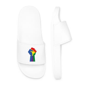 Le poing levé (couleurs de l’arc-en-ciel) - Claquettes Homme - blanc - Devant