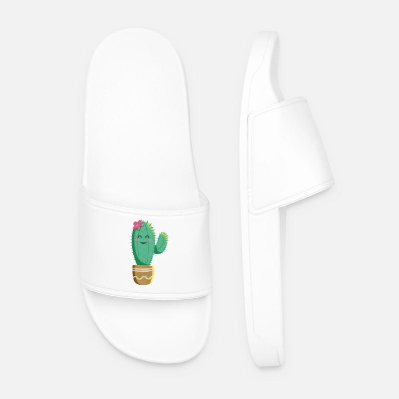 Cactus mignon avec fleur - Claquettes Homme - blanc