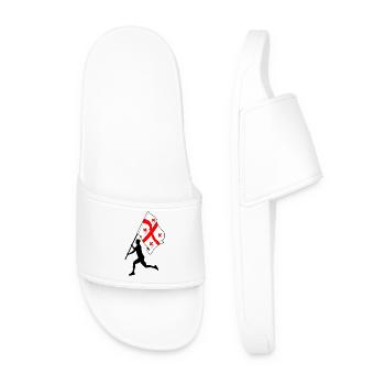Flag Georgia Man Running - Men’s Pool Sliders - white - Front