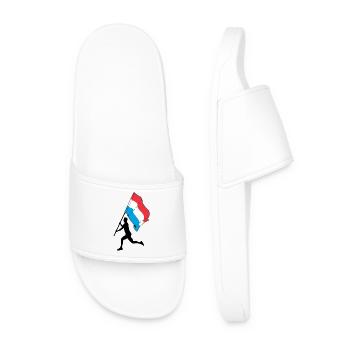 Drapeau Luxembourg homme en course - Claquettes Homme - blanc - Devant