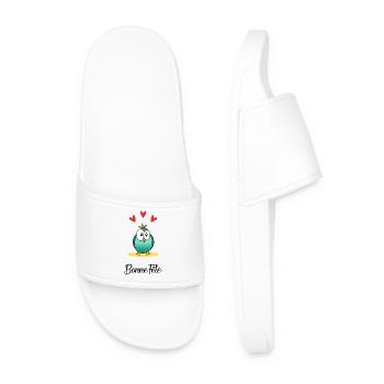 DAD. FATHER'S DAY. HAPPY FATHER'S DAY. HAPPY BIRTHDAY. - Men’s Pool Sliders - white - Front