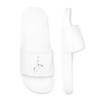 Leo Zodiac Sign Star Constellation Golden Tones - Men’s Pool Sliders - white - Front