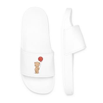 Cute bear lover with balloon - Men’s Pool Sliders - white - Front