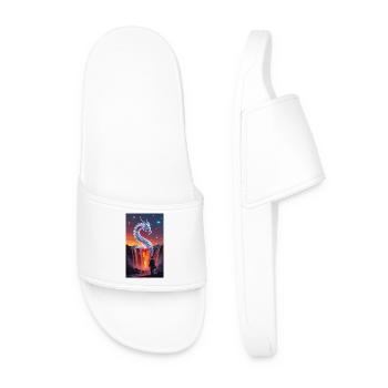 Fiery dragon's tail over waterfall - Men’s Pool Sliders - white - Front