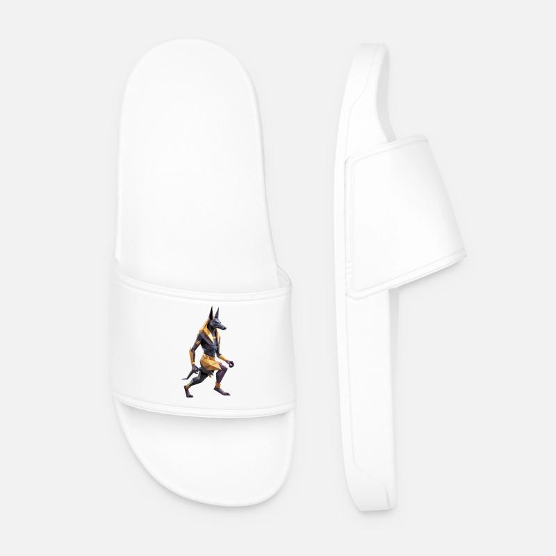 Anubis - Cool Low Poly Logo - Men’s Pool Sliders - white
