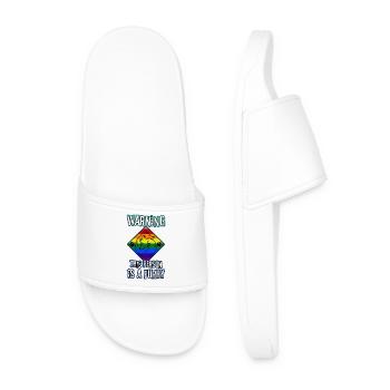 Warning This Person Is A Furry - Men’s Pool Sliders - white - Front