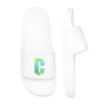 Coral Reef C Buchstabe Design Blau Grün Türkis - Männer Badelatschen - Weiß - Vorne