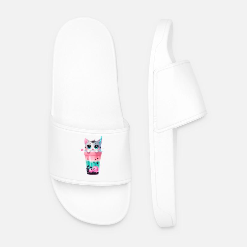 Kätzchen Bubble Tea Pastell - Männer Badelatschen - Weiß